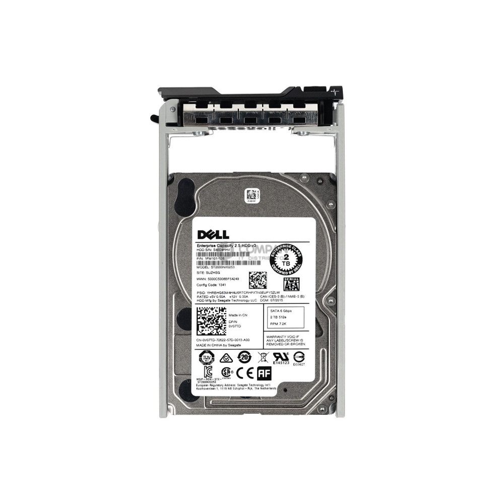 V07TD DELL HARD DRIVE 2TB 7.2K 6G 512E 2.5 SFF SATA 0V07TD